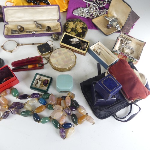 320 - A quantity of Costume Jewellery, including a gilt metal hinged bangle, probably Indian , the front s... 