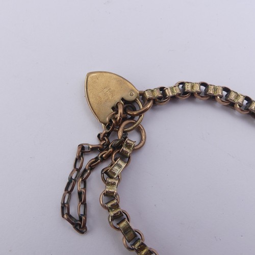 274 - A 9ct gold Bracelet, formed from part of an antique watchchain, with 9ct gold padlock clasp, marked ... 