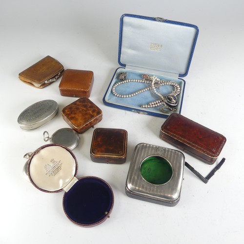 322 - Five antique leather Jewellery Boxes, including Hunt & Roskell and Harrods, together with two WW... 