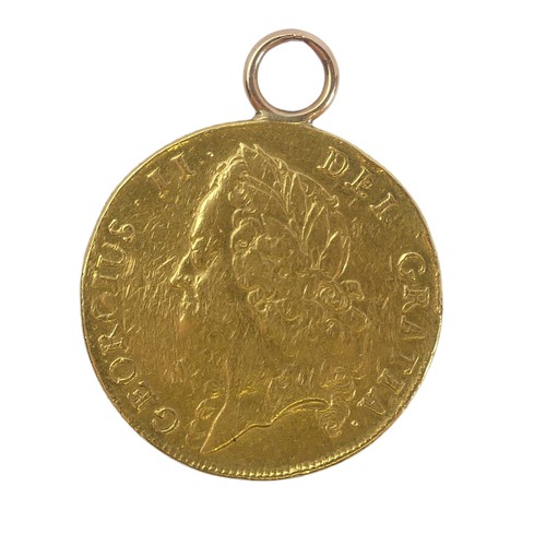 349 - A George II gold Two Guineas, dated 1739, s.3668, with later soldered pendant mount. ... 