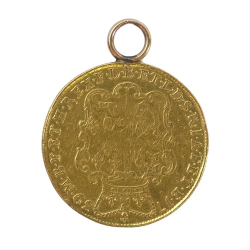 349 - A George II gold Two Guineas, dated 1739, s.3668, with later soldered pendant mount. ... 