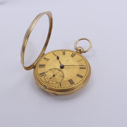 155 - A Victorian 18ct gold open face Pocket Watch, the gilt dial with black Roman Numerals and subsidiary... 