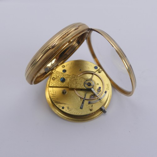 155 - A Victorian 18ct gold open face Pocket Watch, the gilt dial with black Roman Numerals and subsidiary... 