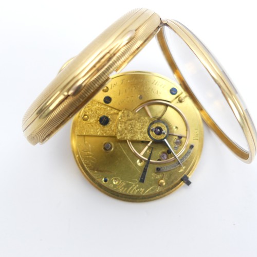 155 - A Victorian 18ct gold open face Pocket Watch, the gilt dial with black Roman Numerals and subsidiary... 