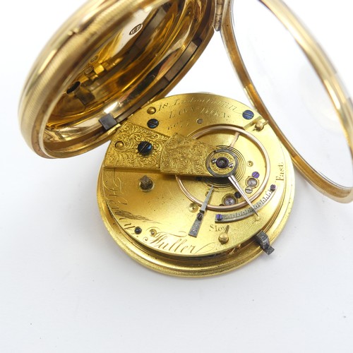 155 - A Victorian 18ct gold open face Pocket Watch, the gilt dial with black Roman Numerals and subsidiary... 