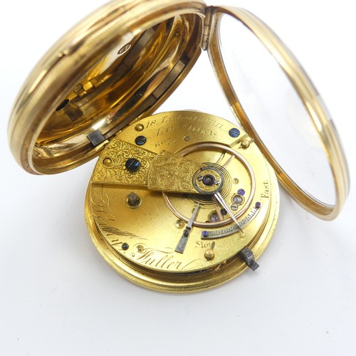 155 - A Victorian 18ct gold open face Pocket Watch, the gilt dial with black Roman Numerals and subsidiary... 