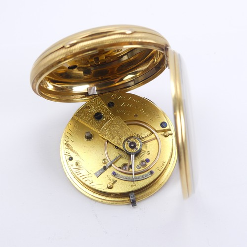 155 - A Victorian 18ct gold open face Pocket Watch, the gilt dial with black Roman Numerals and subsidiary... 