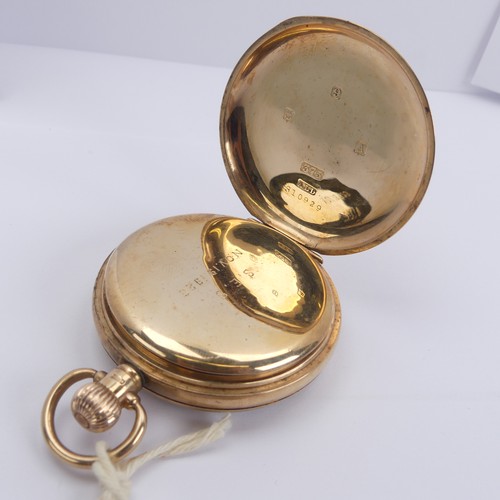 156 - A 9ct gold open face Pocket Watch, the white enamel dial with black Roman Numerals and subsidiary se... 