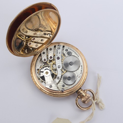 156 - A 9ct gold open face Pocket Watch, the white enamel dial with black Roman Numerals and subsidiary se... 