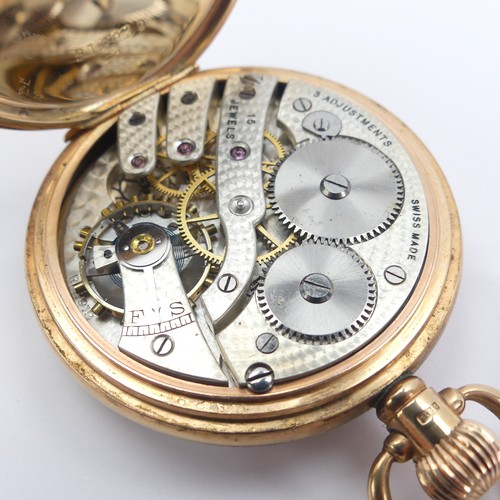 156 - A 9ct gold open face Pocket Watch, the white enamel dial with black Roman Numerals and subsidiary se... 