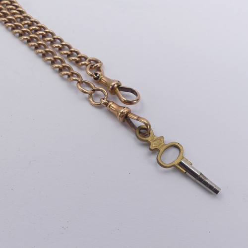 262 - A 15ct rose gold double 'Albert' Watch Chain, the two curb link chains each with a 9ct gold clip, su... 