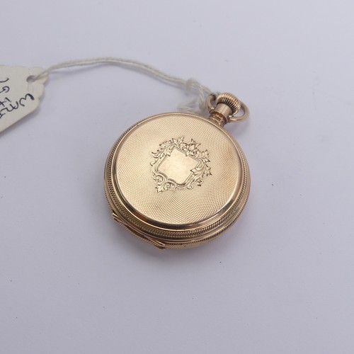 157 - An early 20thC Waltham gold plated hunter Pocket Watch, the signed white enamel dial with Roman nume... 