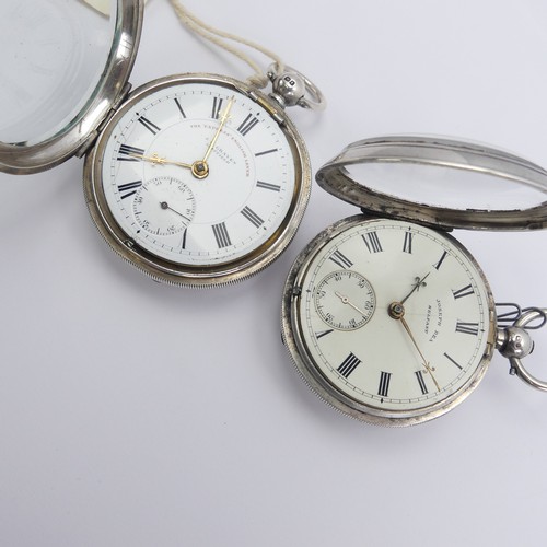 158 - A Victorian silver Pocket Watch, the white enamel dial signed Joseph Rea, Belfast with Roman Numeral... 