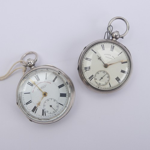 158 - A Victorian silver Pocket Watch, the white enamel dial signed Joseph Rea, Belfast with Roman Numeral... 