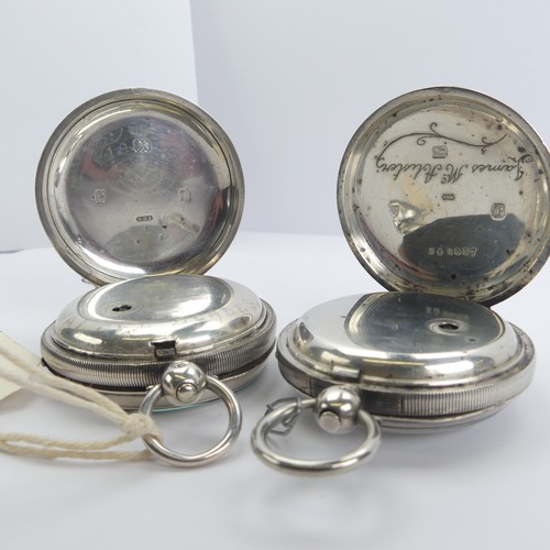 158 - A Victorian silver Pocket Watch, the white enamel dial signed Joseph Rea, Belfast with Roman Numeral... 