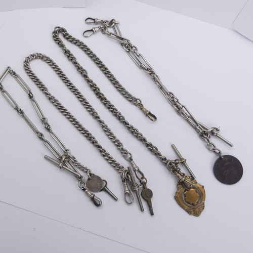 331 - Three silver Watch Chains, together with another in white metal, weighable silver 3.5ozt (4)... 