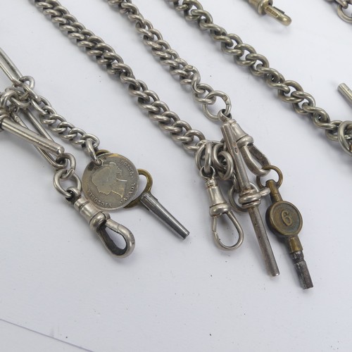 331 - Three silver Watch Chains, together with another in white metal, weighable silver 3.5ozt (4)... 