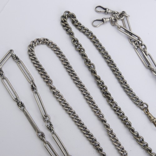 331 - Three silver Watch Chains, together with another in white metal, weighable silver 3.5ozt (4)... 