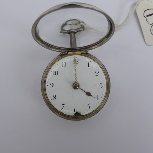 162 - A George II silver pair cased Pocket Watch, the fusee movement with verge escapement signed for Jame... 