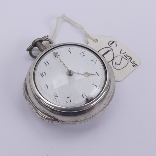 162 - A George II silver pair cased Pocket Watch, the fusee movement with verge escapement signed for Jame... 