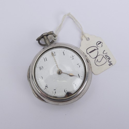 162 - A George II silver pair cased Pocket Watch, the fusee movement with verge escapement signed for Jame... 