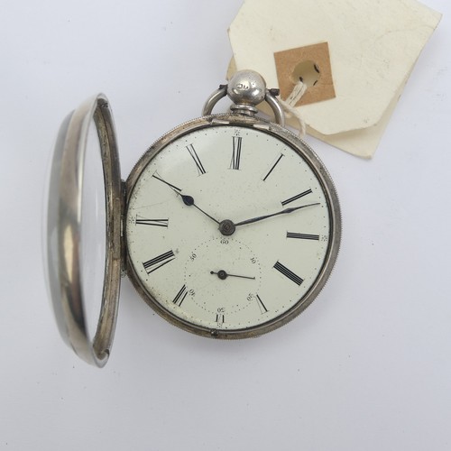 159 - A Victorian silver Pocket Watch, the white enamel dial with black Roman numerals and subsidiary seco... 