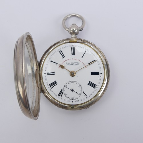 159 - A Victorian silver Pocket Watch, the white enamel dial with black Roman numerals and subsidiary seco... 