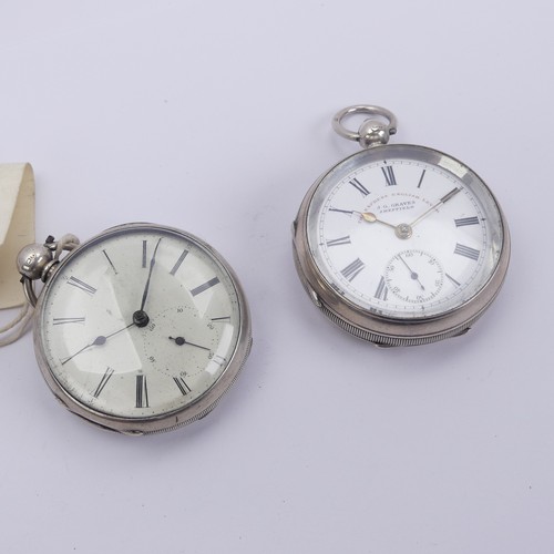 159 - A Victorian silver Pocket Watch, the white enamel dial with black Roman numerals and subsidiary seco... 