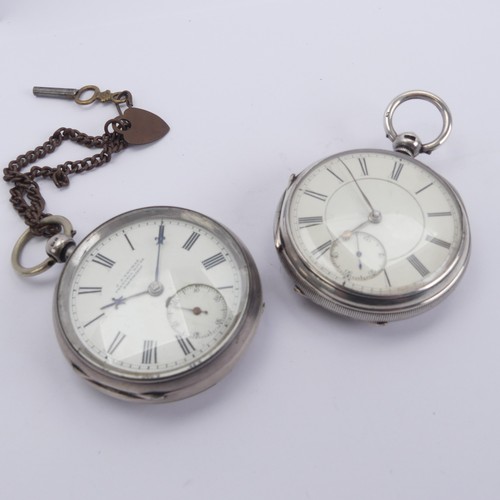 160 - A silver Pocket Watch, the white enamel dial signed 'J.J. Thomas, Pretoria House Portmadoc', with Ro... 