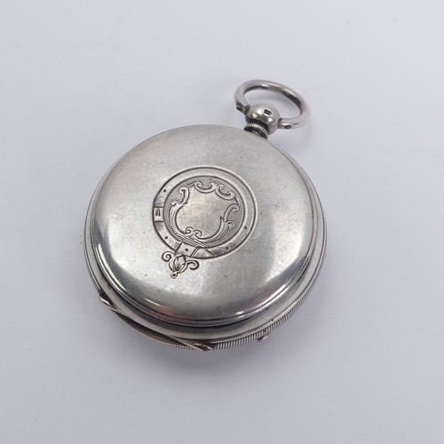 160 - A silver Pocket Watch, the white enamel dial signed 'J.J. Thomas, Pretoria House Portmadoc', with Ro... 