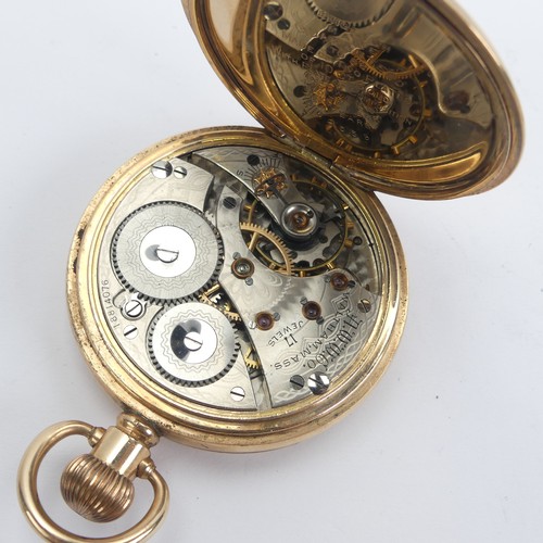 161 - Two early 20thC Waltham gold plated Pocket Watches, one hunter cased with white enamel dial, Roman N... 