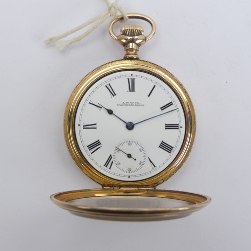 161 - Two early 20thC Waltham gold plated Pocket Watches, one hunter cased with white enamel dial, Roman N... 