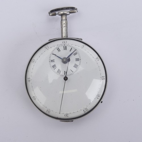 163 - A George III silver pair cased Pocket Watch, the white enamel 'doctor's' dial with centre seconds wi... 