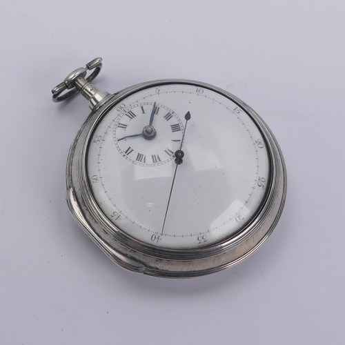 163 - A George III silver pair cased Pocket Watch, the white enamel 'doctor's' dial with centre seconds wi... 