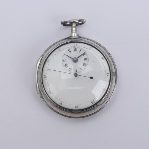 163 - A George III silver pair cased Pocket Watch, the white enamel 'doctor's' dial with centre seconds wi... 