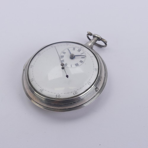 163 - A George III silver pair cased Pocket Watch, the white enamel 'doctor's' dial with centre seconds wi... 