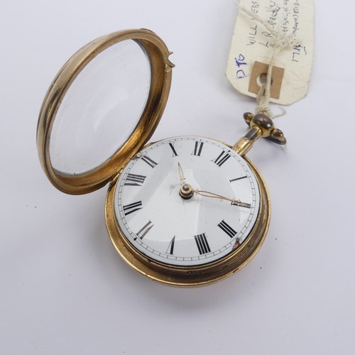 164 - William Webster (active 1710 - 1734); An open face quarter repeating Pocket Watch, with white enamel... 