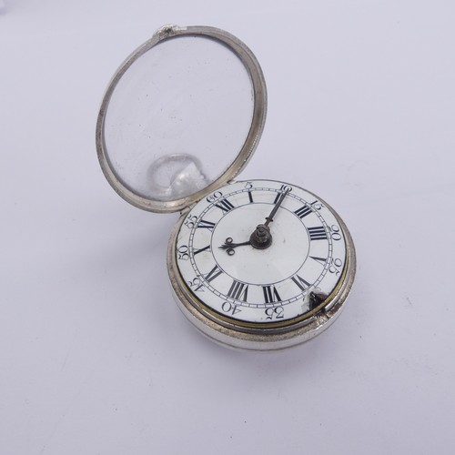 166 - A George III silver pair cased Pocket Watch, the white enamel dial with Roman Numerals and Arabic mi... 