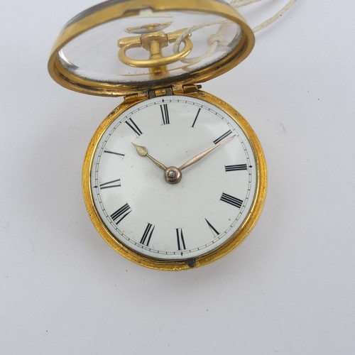 167 - A George III pair cased Pocket Watch, the white enamel dial with Roman Numerals, key wind verge fuse... 