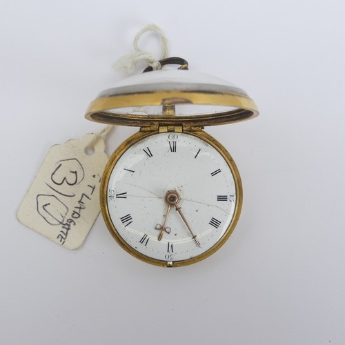 168 - A George III gilt metal pair cased Pocket Watch, white enamel dial with Roman Numerals, key wind ver... 