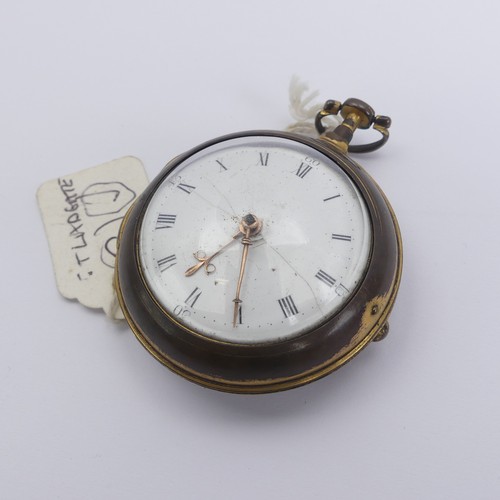 168 - A George III gilt metal pair cased Pocket Watch, white enamel dial with Roman Numerals, key wind ver... 