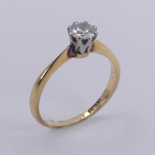 237 - A single stone diamond Ring, the circular stone approx 0.35ct, eight claw set in 18ct yellow gold an... 