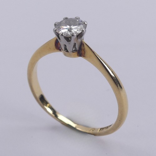 237 - A single stone diamond Ring, the circular stone approx 0.35ct, eight claw set in 18ct yellow gold an... 