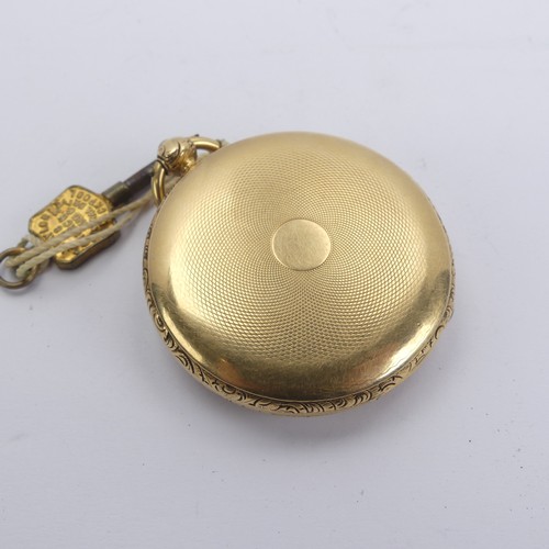 131 - An early Victorian 18ct gold open face Pocket Watch, the gilt dial with folaite decoration, Roman nu... 