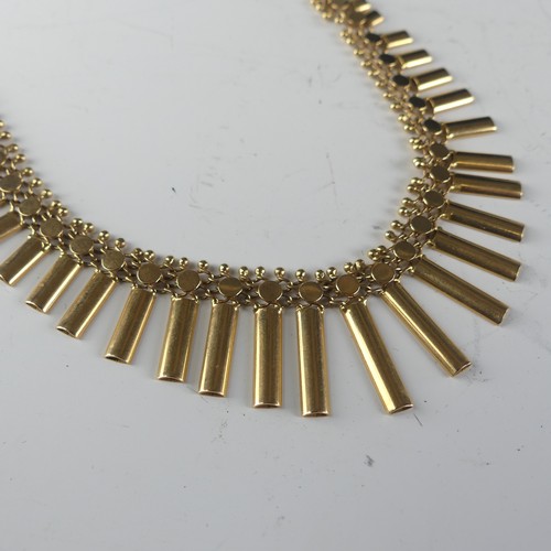 266 - An 18ct yellow gold graduated fringe Necklace, with integrated box snap, some damage to one link nea... 