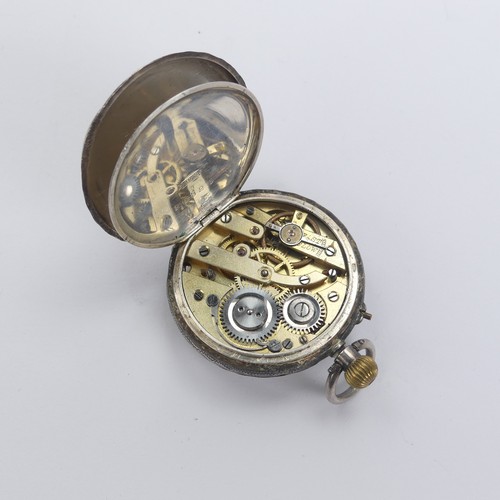 136 - A 14k gold lady's Fob Watch, the white enamel dial with gilt decoration and Roman numerals, manual c... 