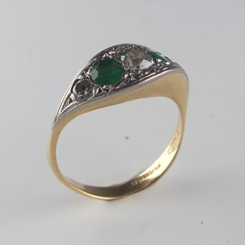 239 - An attractive emerald and diamond Ring, the central old cut diamond approx. 0.25ct, with a circular ... 