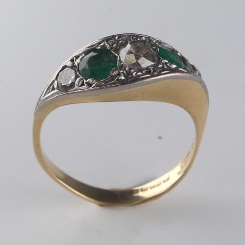 239 - An attractive emerald and diamond Ring, the central old cut diamond approx. 0.25ct, with a circular ... 