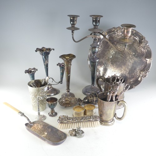 108 - A quantity of damaged Silver, including two napkin rings, a spill vase with weighted base etc., weig... 