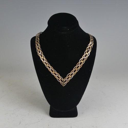 251 - A 9ct tri-colour gold woven Necklace, 41cm long, 7.2g.